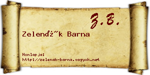 Zelenák Barna névjegykártya